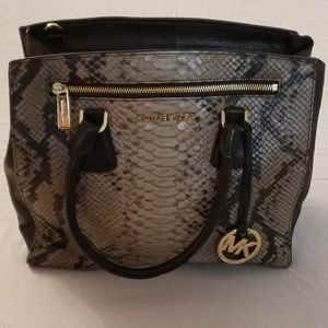 Michael Kors Snakeskin & Monogram Print Satchel